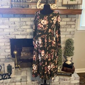 Green Floral Midi Dress